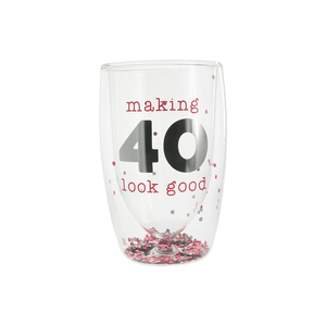40 by Happy Confetti to You - 14 oz Double-Walled Glass