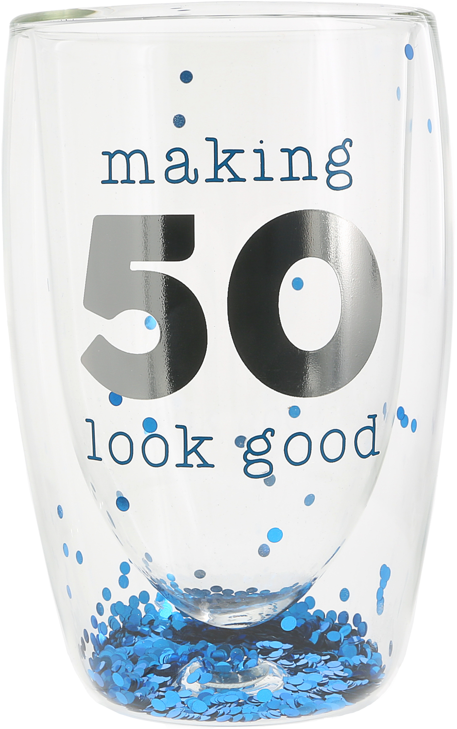 50 by Happy Confetti to You - 50 - 14 oz Double-Walled Glass