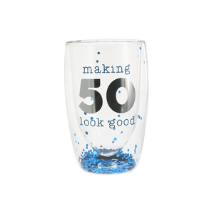 50 by Happy Confetti to You - 14 oz Double-Walled Glass
