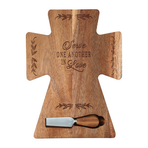 Serve by Blessed by You - 12" Acacia Cheese/Bread Board Set