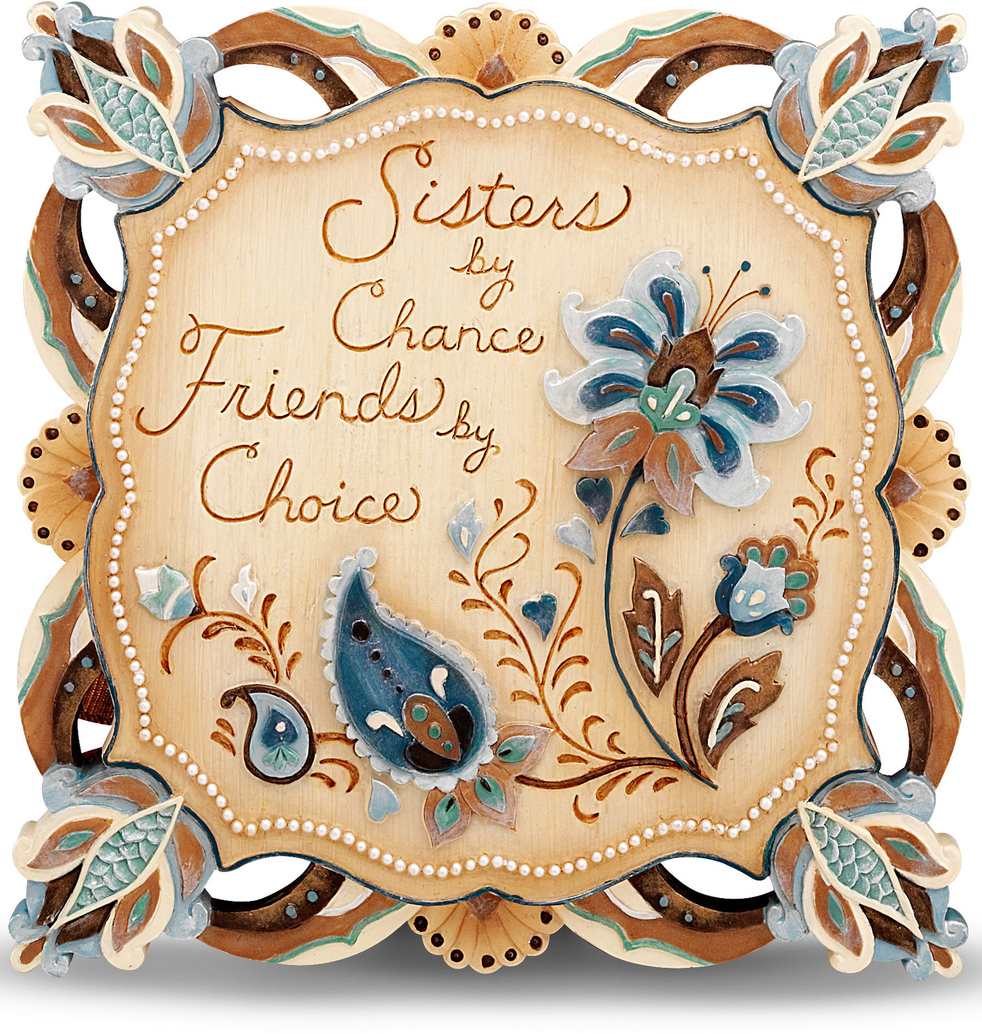 Sisters by Perfectly Paisley - Sisters - 4" x 4" Self Standing Plaque