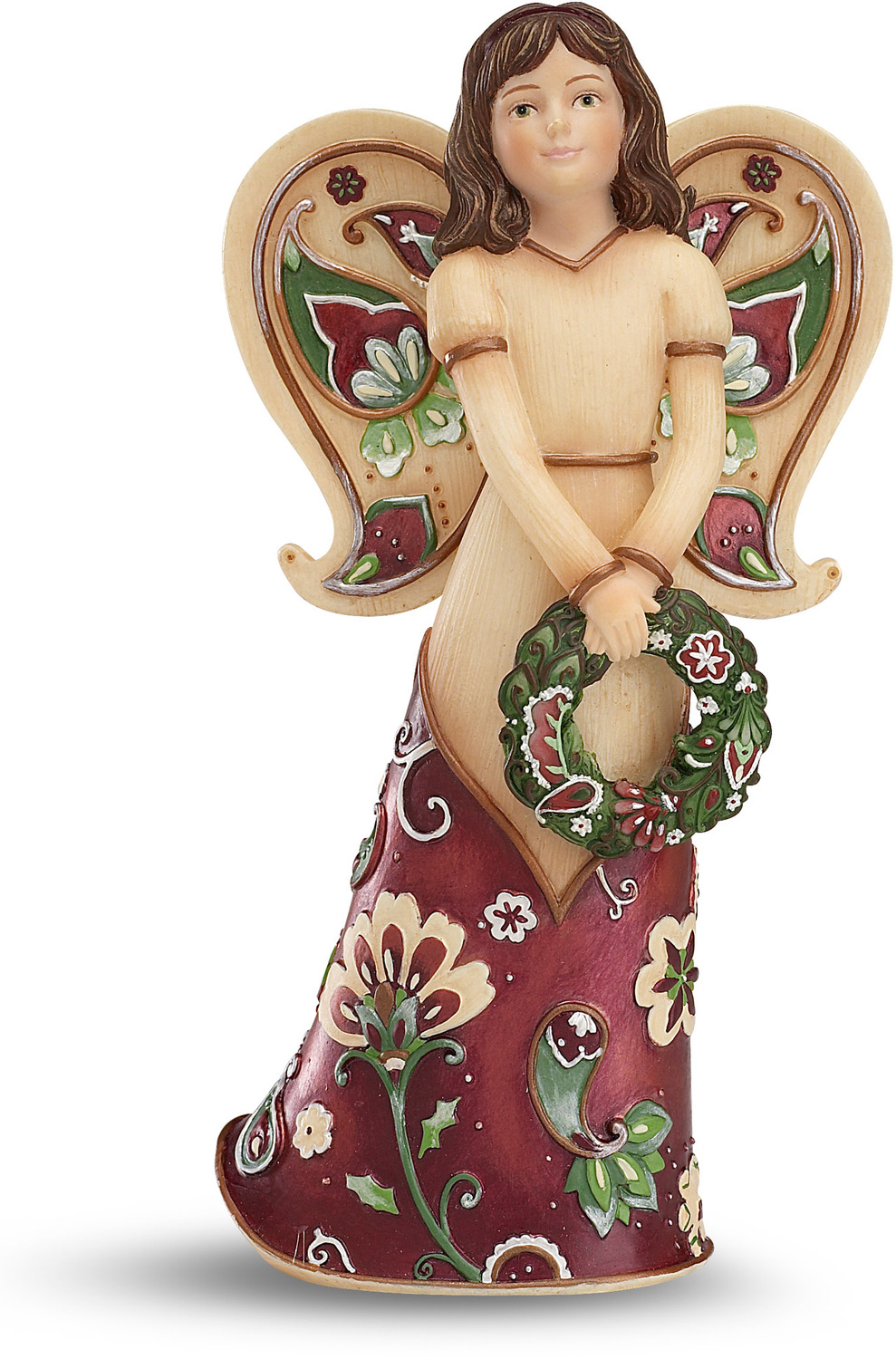 Happy Holidays by Perfectly Paisley Holiday - Happy Holidays - 5.5" Angel Holding Wreath