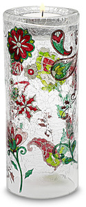 Large Cylinder by Perfectly Paisley Holiday - 7" Glass Tea Light Holder