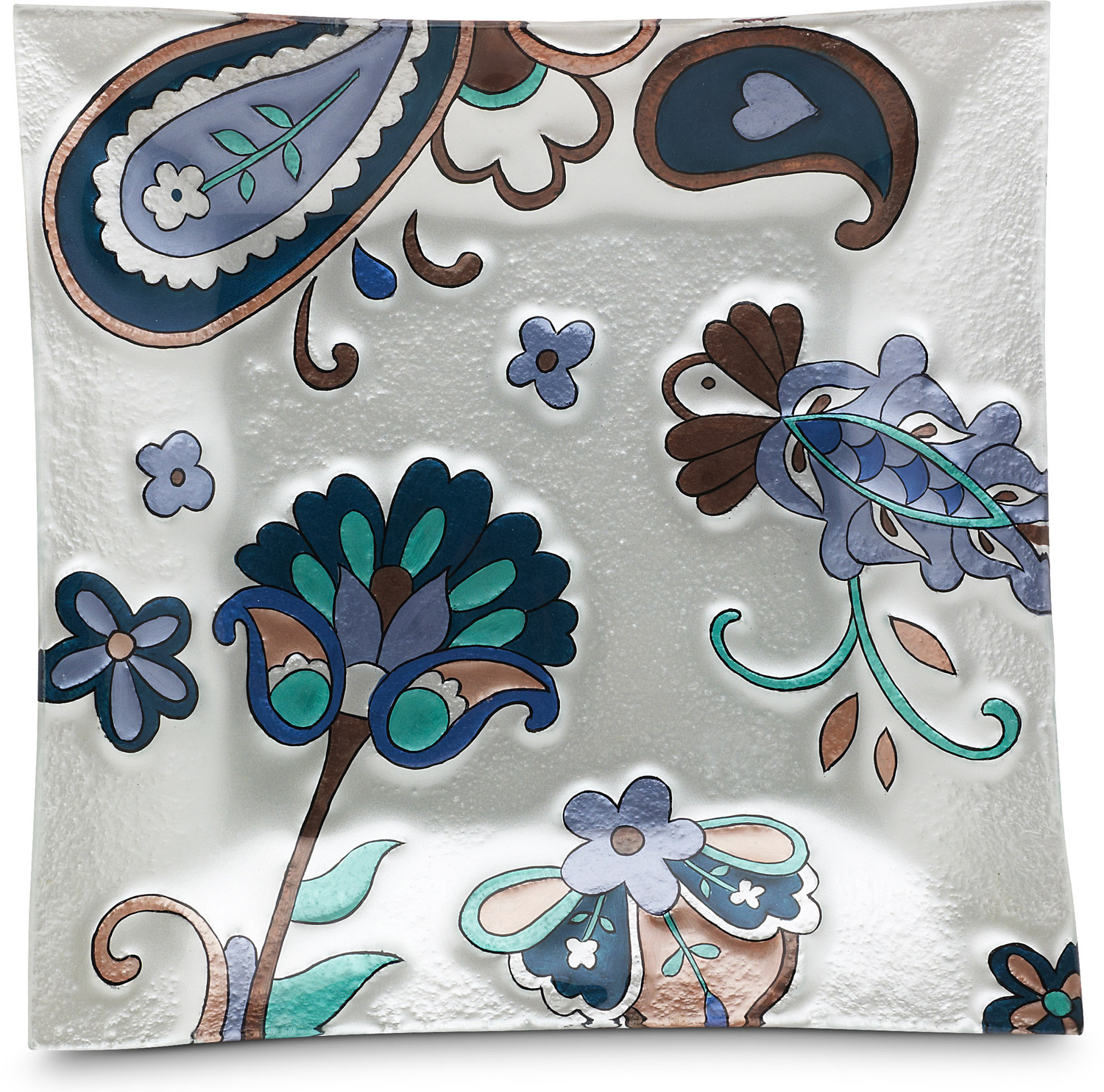 Paisley Floral by Perfectly Paisley - Paisley Floral - 10" Square Fused Glass Plate