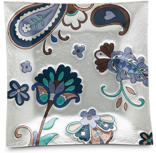 Paisley Floral by Perfectly Paisley - 10" Square Fused Glass Plate