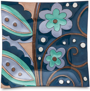 Simply Blue by Perfectly Paisley - 10" Square Fused Glass Plate