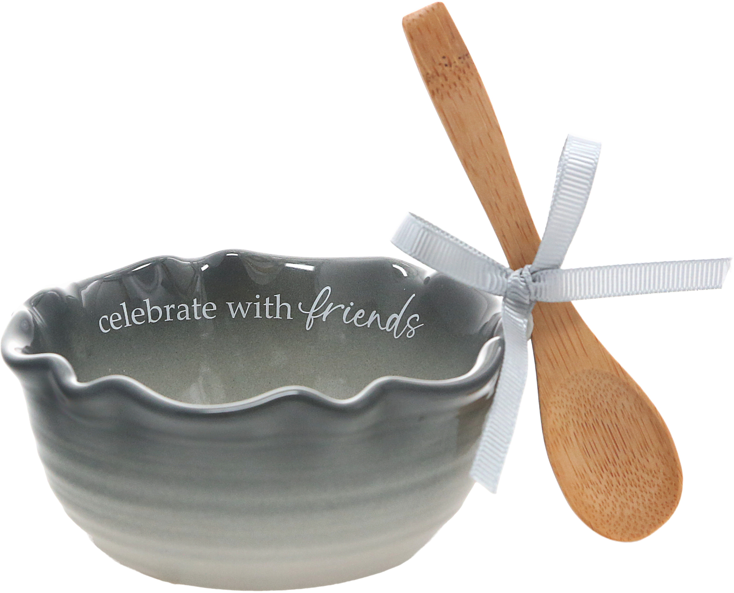 Friends by Thoughts of Home - Friends - 4.5" Ceramic Bowl with Bamboo Spoon