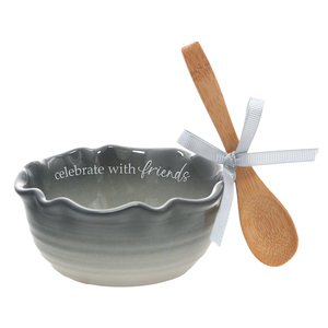 Friends by Thoughts of Home - 4.5" Ceramic Bowl with Bamboo Spoon