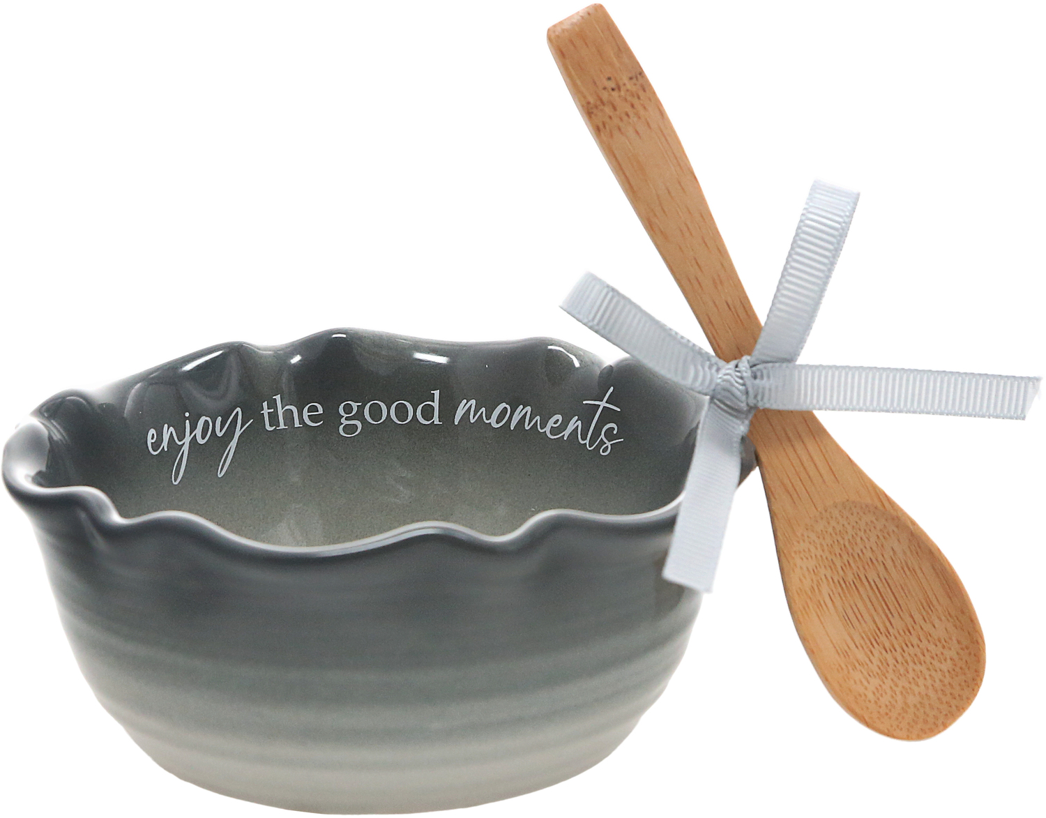 Enjoy Moments by Thoughts of Home - Enjoy Moments - 4.5" Ceramic Bowl with Bamboo Spoon