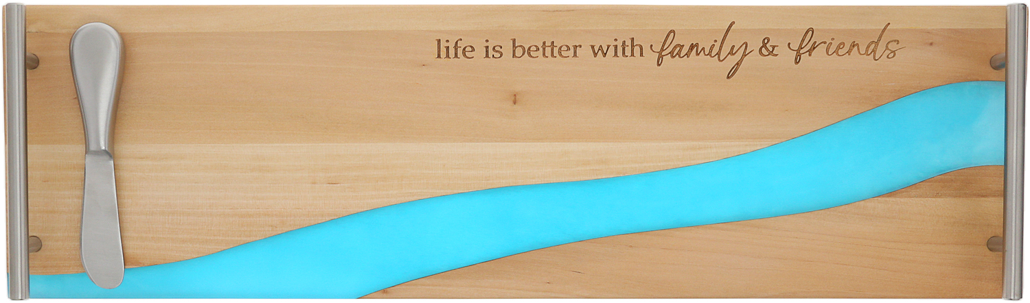 Family & Friends by Thoughts of Home - Family & Friends - 21" Wood & Resin Cheese/Bread Board Set
