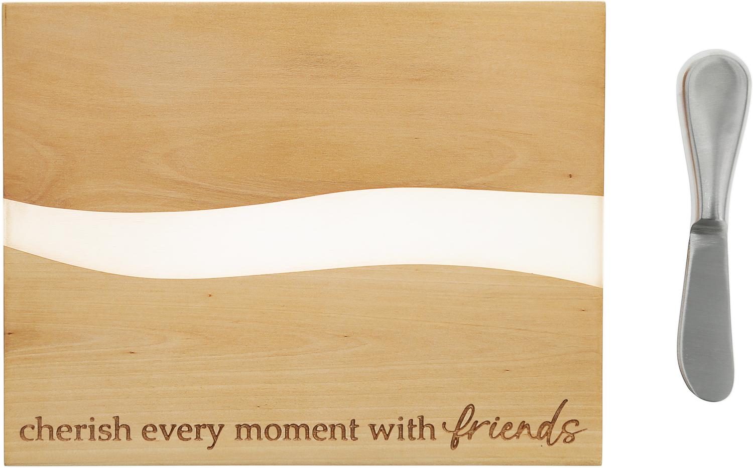 Friends by Thoughts of Home - Friends - 9" Wood & Resin Cheese/Bread Board Set