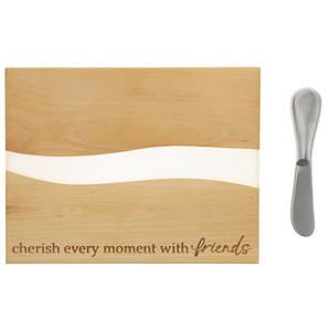 Friends by Thoughts of Home - 9" Wood & Resin Cheese/Bread Board Set