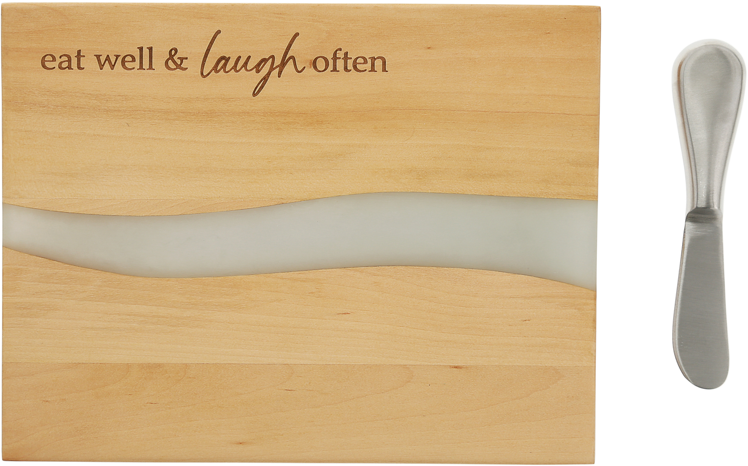 Eat Well by Thoughts of Home - Eat Well - 9" Wood & Resin Cheese/Bread Board Set