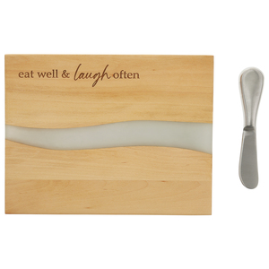Eat Well by Thoughts of Home - 9" Wood & Resin Cheese/Bread Board Set