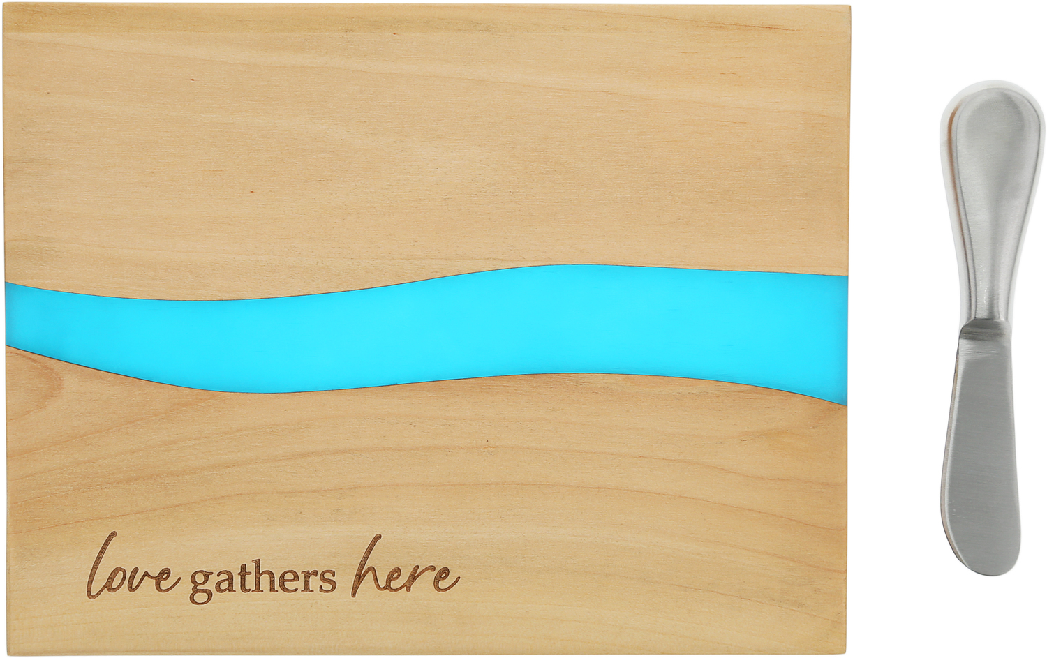 Love by Thoughts of Home - Love - 9" Wood & Resin Cheese/Bread Board Set