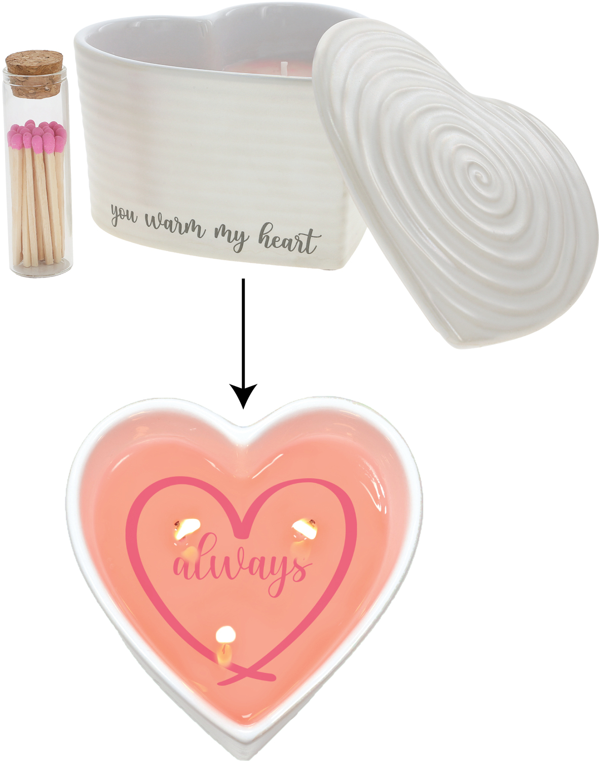 Warm My Heart by Thoughts of Home - Warm My Heart - 8 oz - 100% Soy Wax Reveal Triple Wick Candle with Matches
Scent: Vanilla