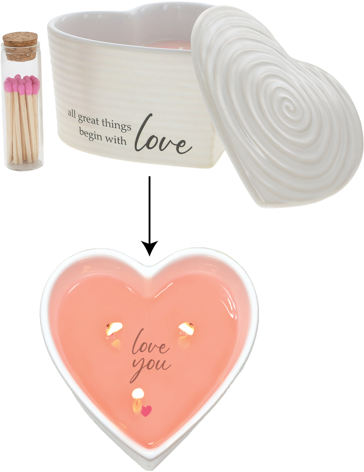 Love by Thoughts of Home - Love - 8 oz - 100% Soy Wax Reveal Triple Wick Candle with Matches
Scent: Vanilla