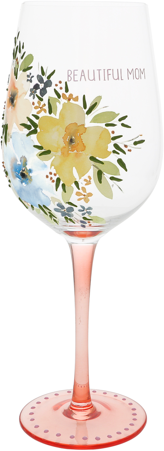Beautiful Mom by Graceful Love -BCB - Beautiful Mom - 16 oz Wine Glass