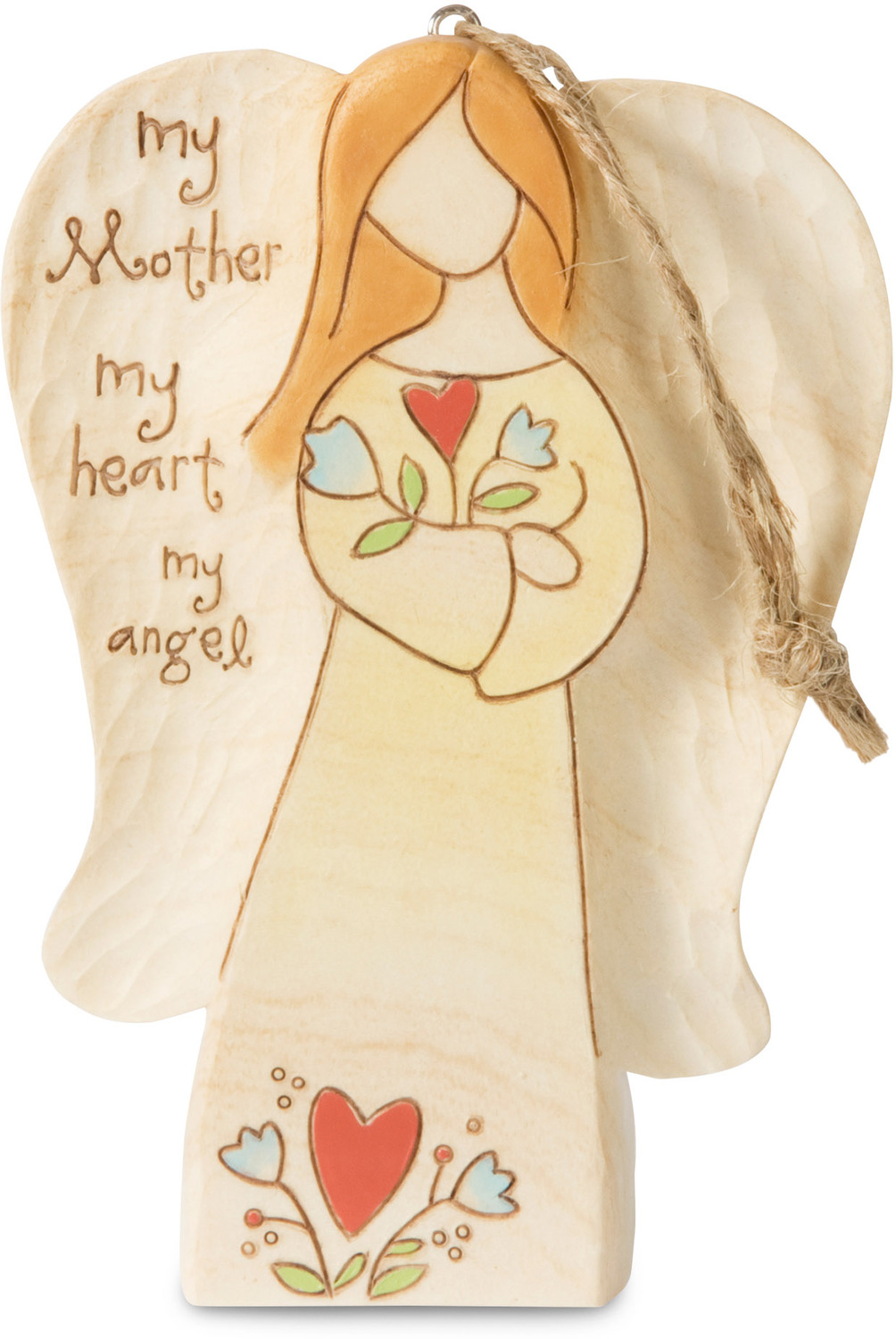 Mother, 4.5" Angel & Flowers Ornament/Carving - Heavenly Woods - Pavilion