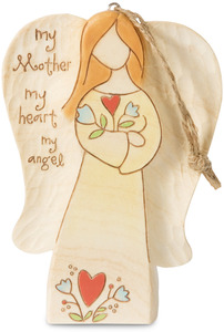 Mother by Heavenly Woods - 4.5" Angel & Flowers Ornament/Carving