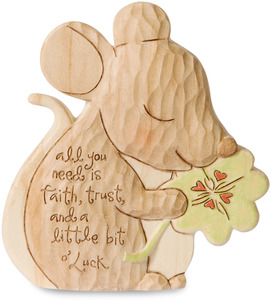Little Bit O' Luck by Heavenly Woods - 3.5" Painted Mouse Figurine/Carving