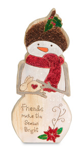 Friends by Heavenly Winter Woods - 6" Snowman & Bunny Figurine/Carving