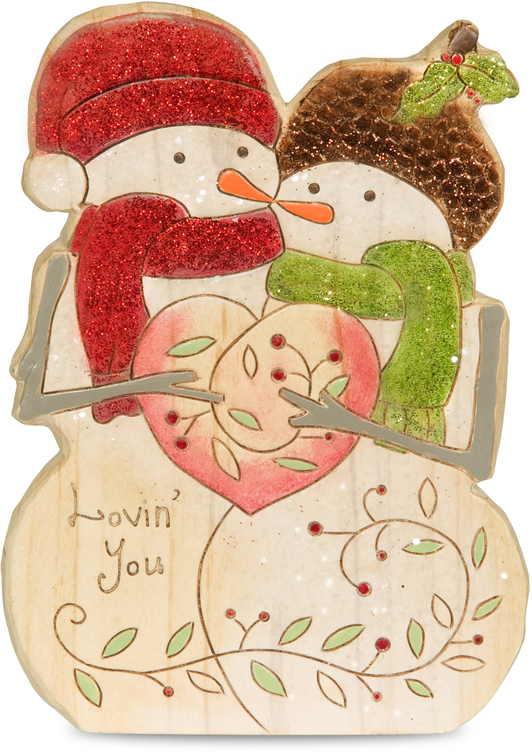 Lovin' You by Heavenly Winter Woods - Lovin' You - 5" Painted Snowman Couple Figurine/Carving