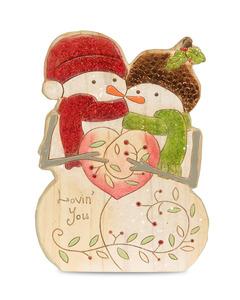 Lovin' You by Heavenly Winter Woods - 5" Painted Snowman Couple Figurine/Carving