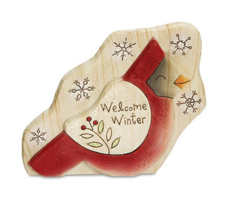 Welcome Winter by Heavenly Winter Woods - 4.25" Painted Cardinal Figurine/Carving