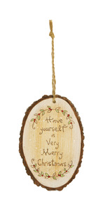 Merry Christmas by Heavenly Winter Woods - 4.5" Painted Oval Ornament