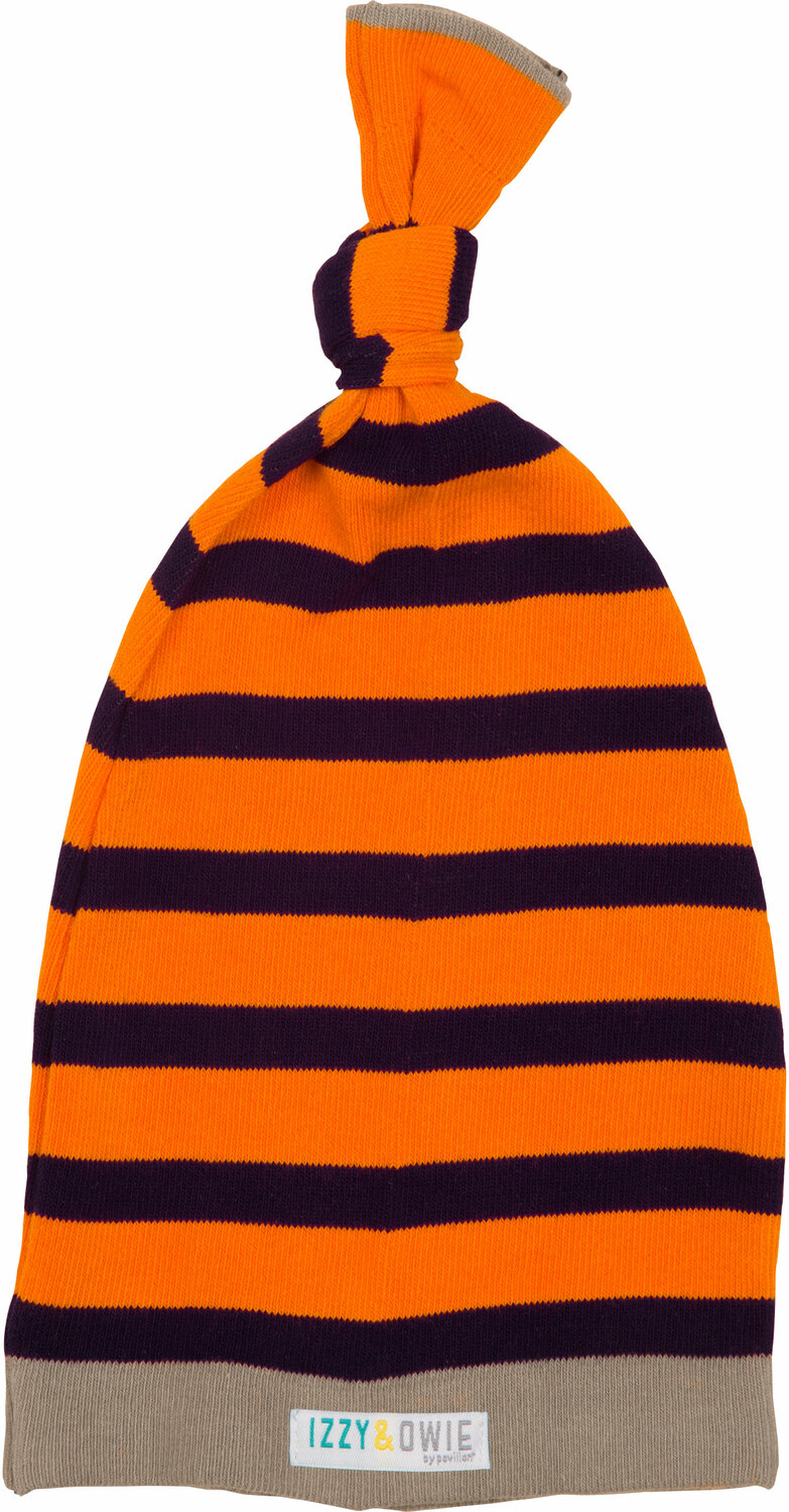 Orange and Navy Stripe by Izzy & Owie - <em>Fox</em> - Cozy Adjustable Baby Hat, 0-12 m -