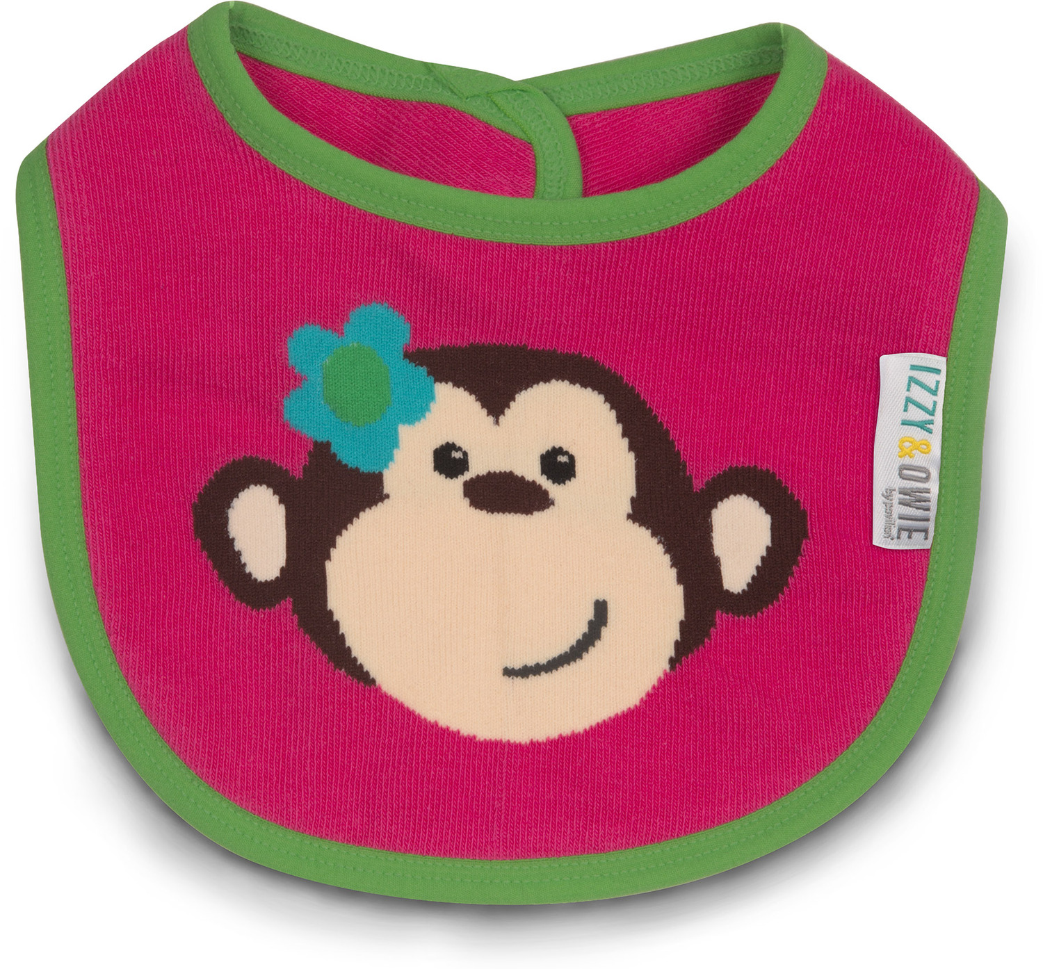 Pink and Green Monkey by Izzy & Owie - Pink and Green Monkey -  Baby Bib