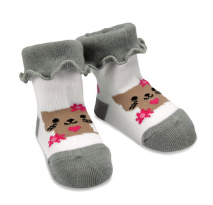 Pink and Gray Kitty by Izzy & Owie - 0-12 Socks