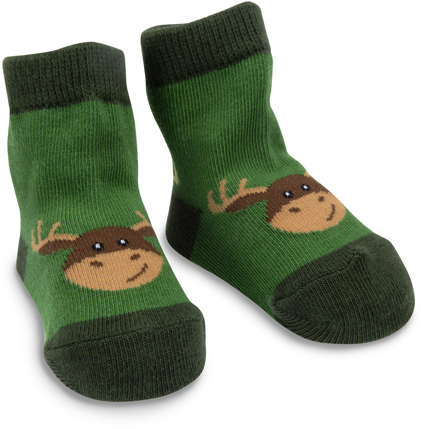  Forest Green Moose by Izzy & Owie -  Forest Green Moose - 0-12 Socks