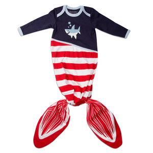 Red and Navy Shark by Izzy & Owie - 0-9 Months Knotted Onesie