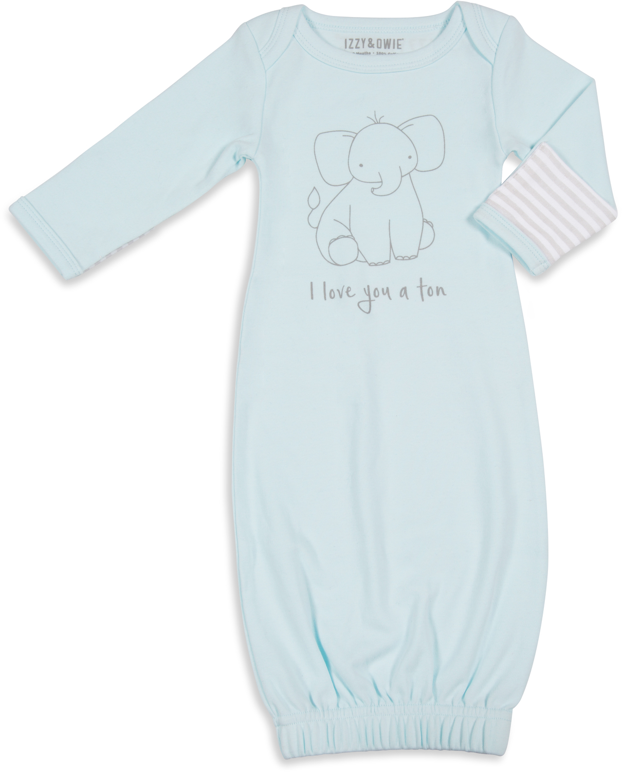 Soft Blue Elephant by Izzy & Owie - Soft Blue Elephant - 0-3 Months Gown with Mitten Cuffs