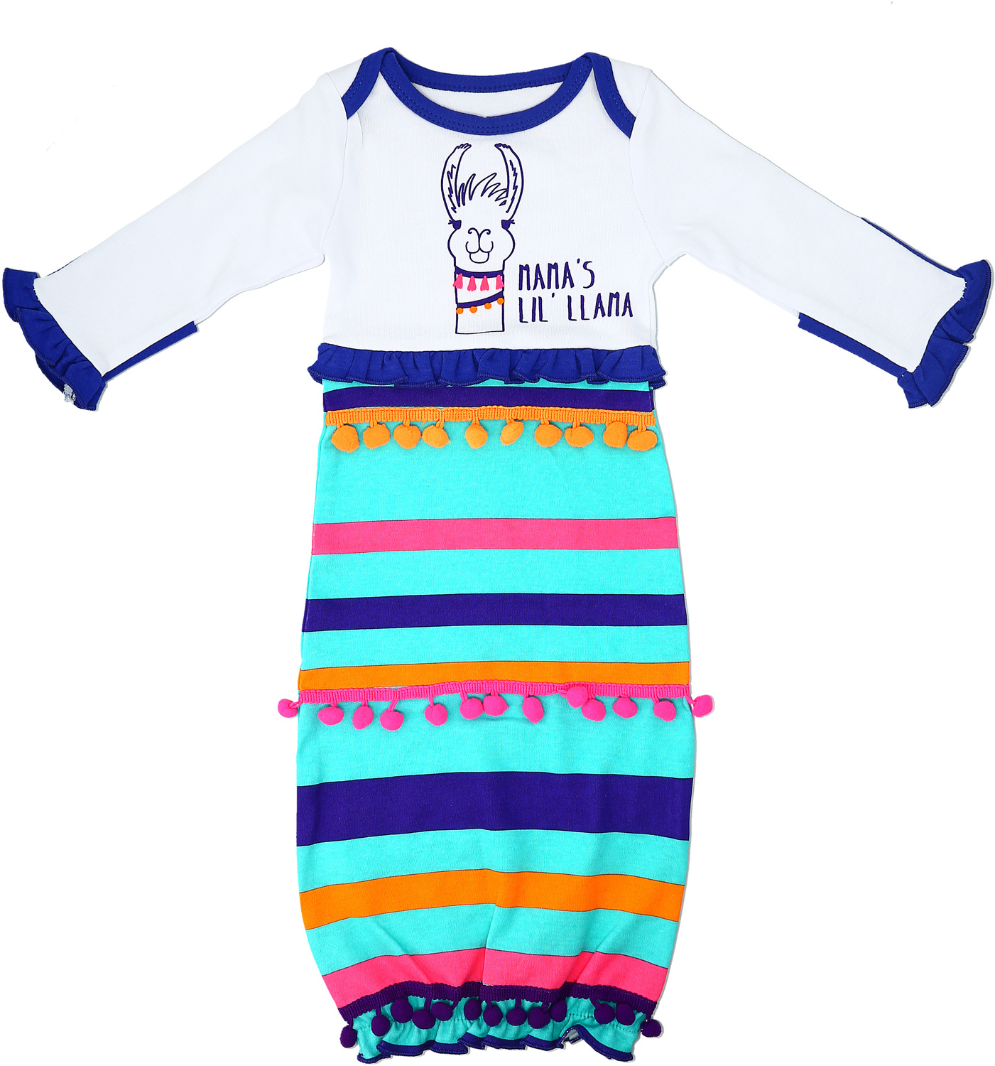 Party Llama by Izzy & Owie - Party Llama - 0-3 Months Gown with Mitten Cuffs