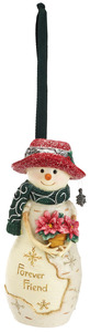 Forever Friend by The Birchhearts - 4" Snowman Orn. w/Poinsettia