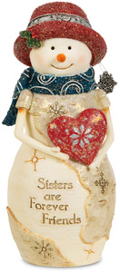 Sister by The Birchhearts - 5" Snowwoman Holding a Heart