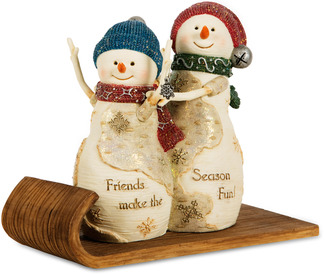 Fun Friends by The Birchhearts - 4" Snowmen on a Sled 