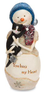 You Hug my Heart by The Birchhearts - 5" Snowman Holding Cat