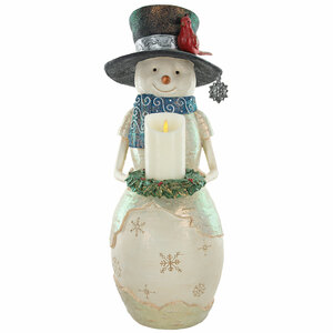 Warm Greetings by The Birchhearts - 24" Snowman Holding Candle Ring