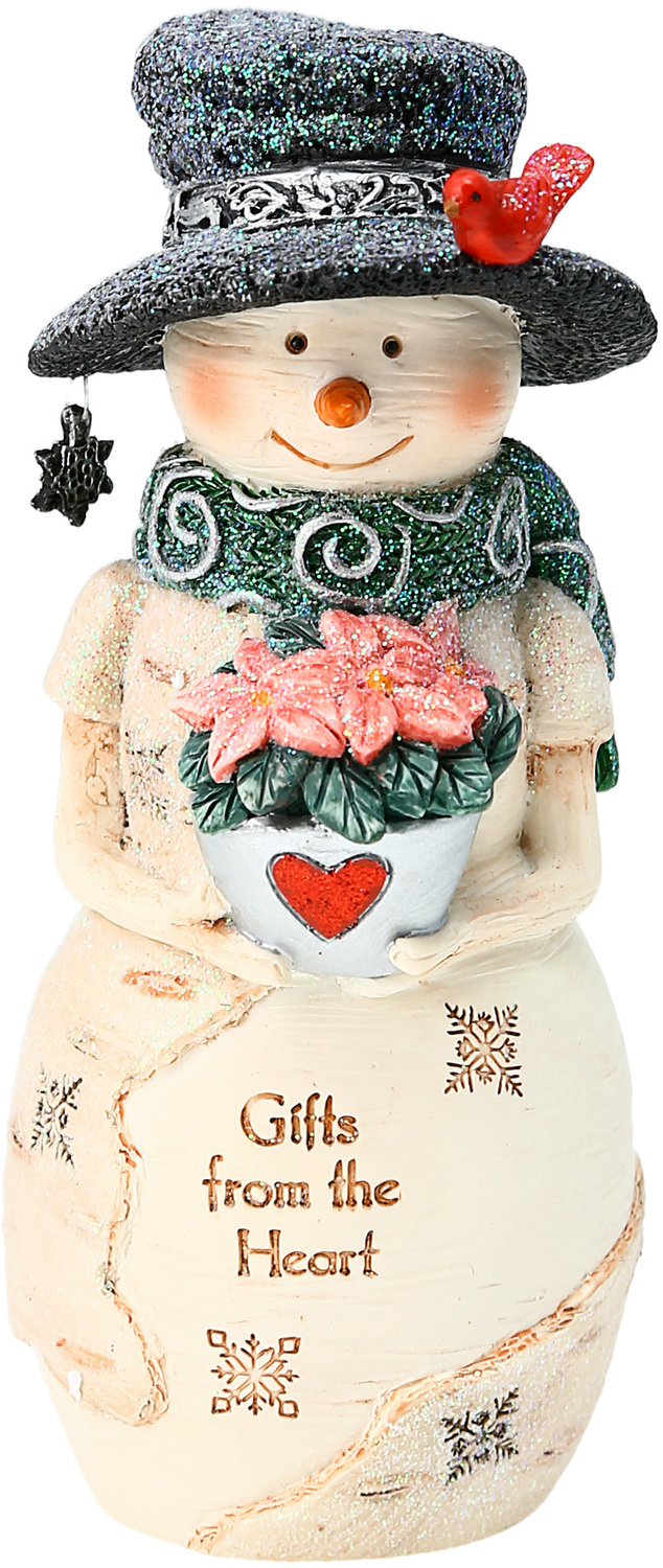 From the Heart by The Birchhearts - From the Heart - 5" Snowman with Poinsettia