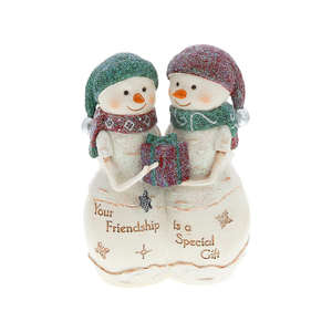 Friendship Gift by The Birchhearts - 4.5" Snowcouple Holding a Gift