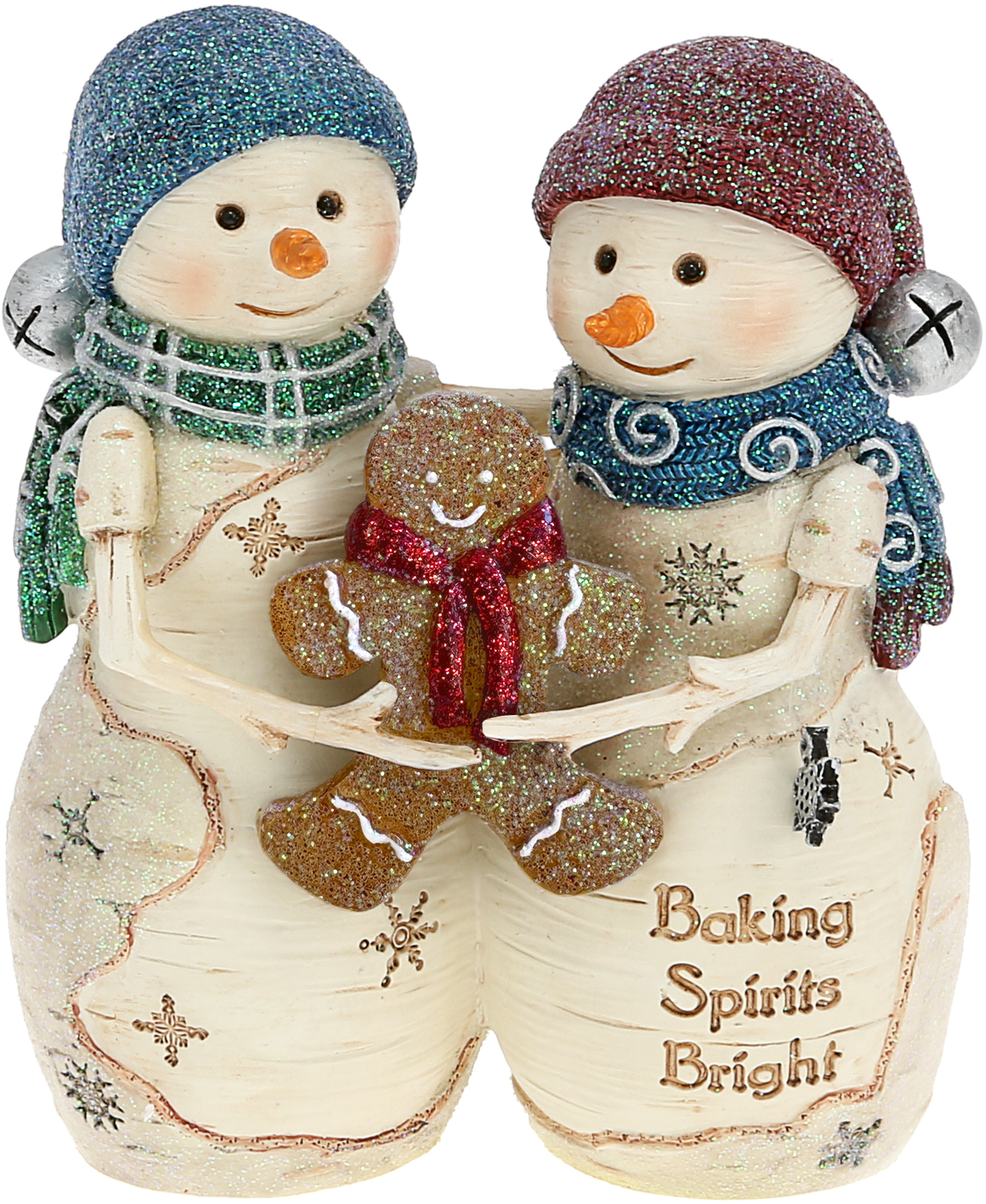 Baking Spirits  by The Birchhearts - Baking Spirits  - 4.5" Snowcouple Holding a Gingerbread Man 