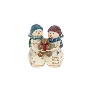 Baking Spirits  by The Birchhearts - 4.5" Snowcouple Holding a Gingerbread Man 