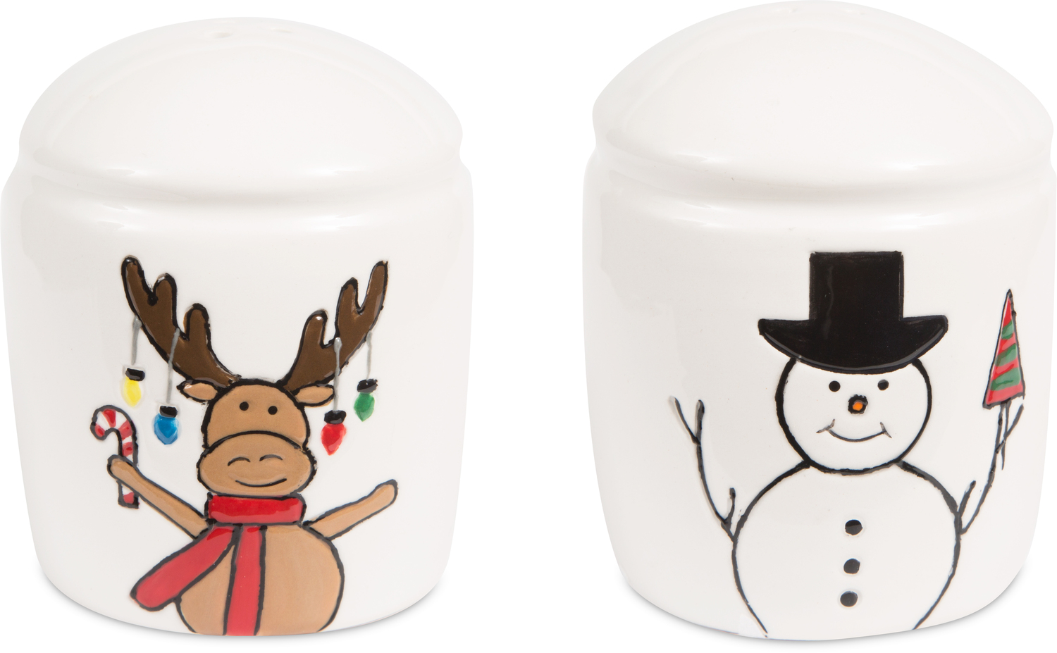 Snowman with Moose by Holiday Hoopla - Snowman with Moose - 3" Salt & Pepper Shakers
