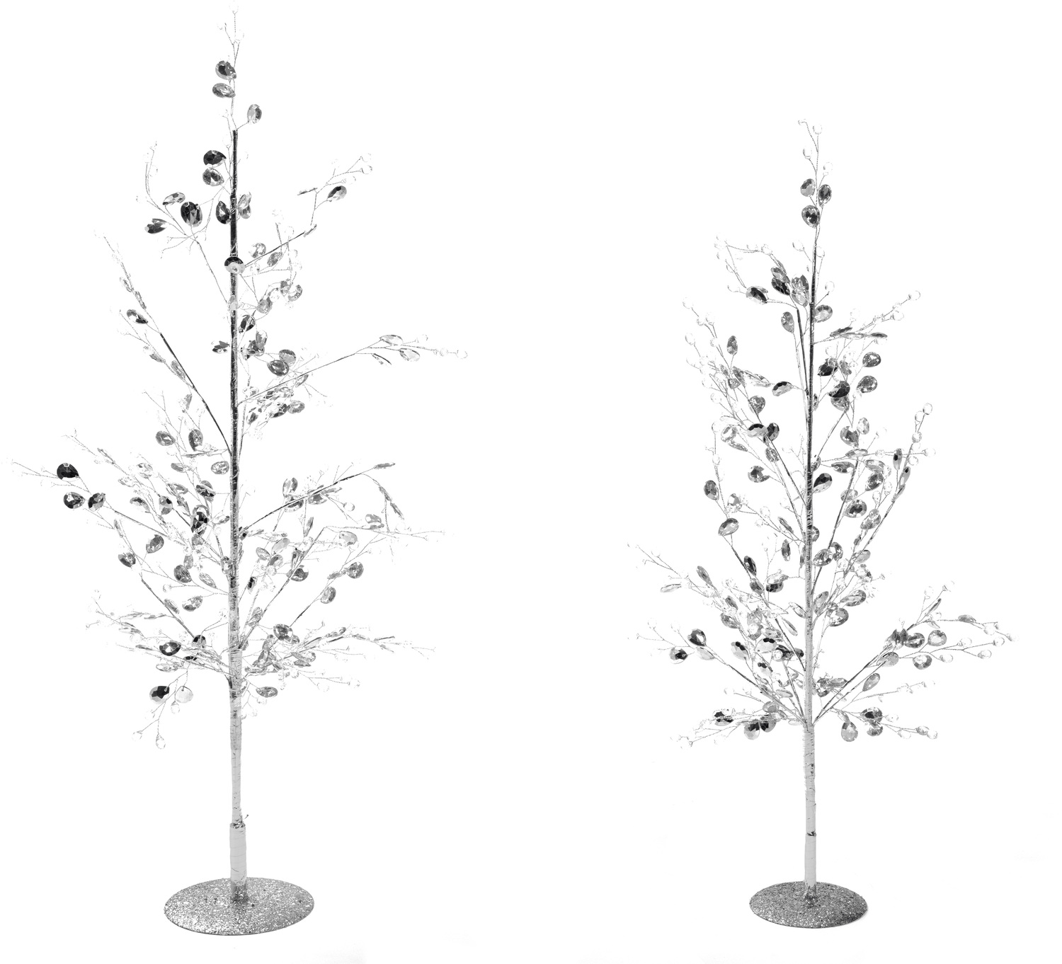 Silver by Holiday Hoopla - Silver - 25" & 22" Decorative Gemmed Trees (Set of 2)