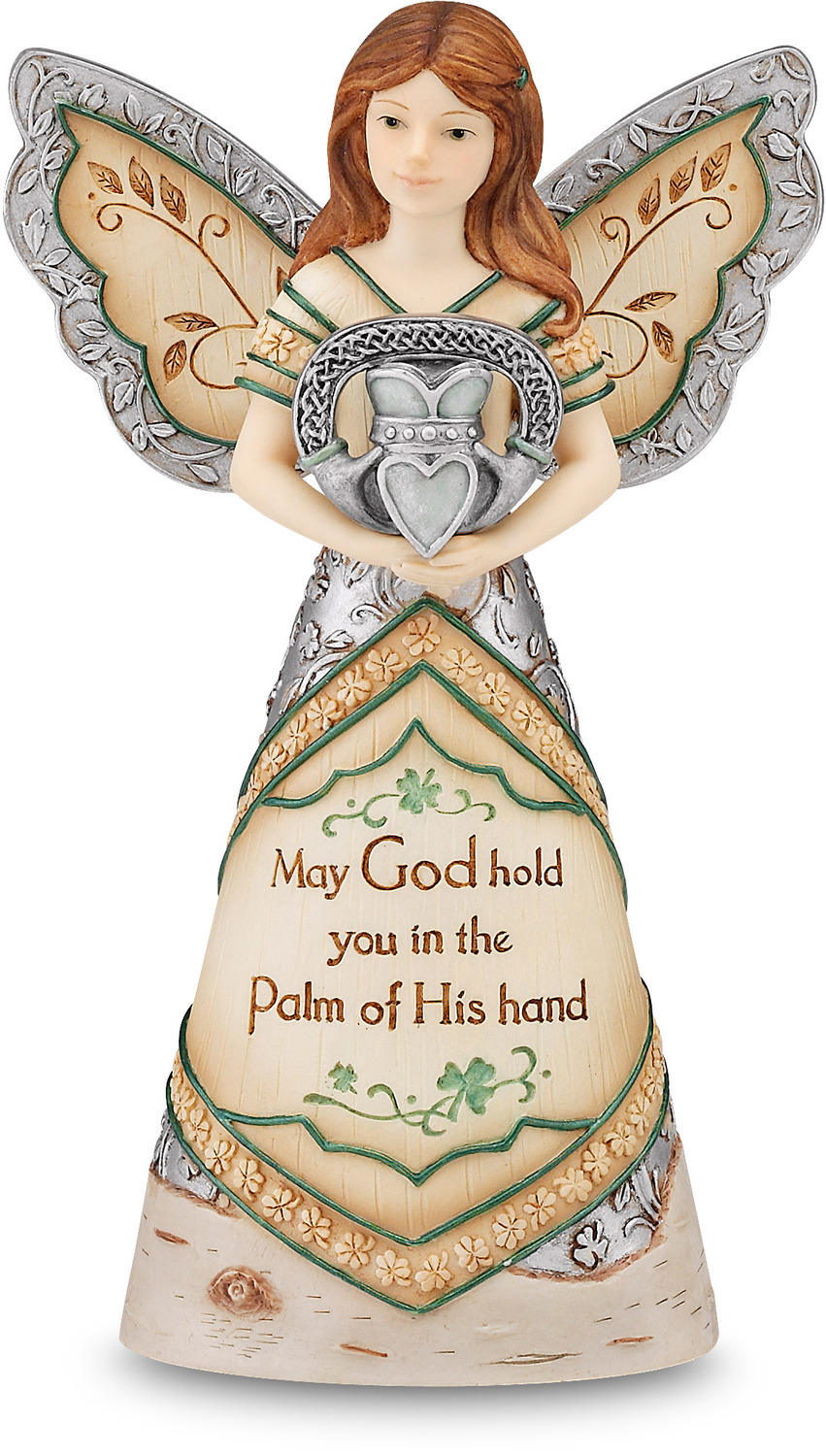 Irish Blessing by Elements - Irish Blessing - 6" Angel Holding Claddagh