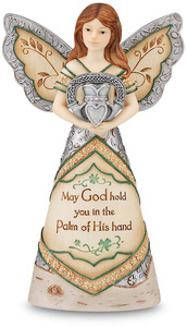 Irish Blessing by Elements - 6" Angel Holding Claddagh